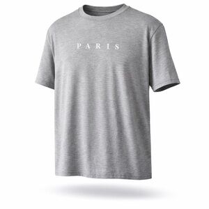SHEIN Men's Large Minimalist Gray Paris Graphic T-Shirt Casual Streetwear NIB